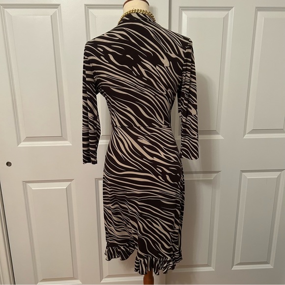 Monaco Brown/Cream Animal Print Wrap Dress - Picture 3 of 5